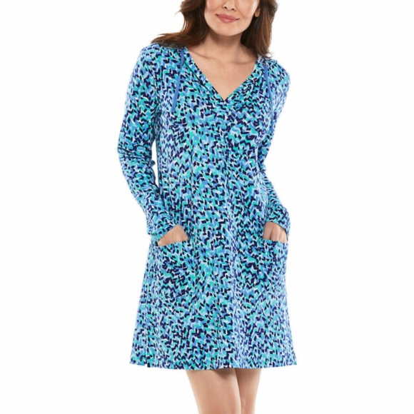 Coolibar Blue Patterned Swim Coverup - Picture 1 of 16